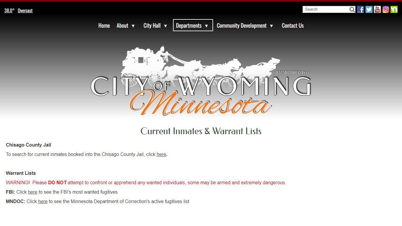 Current Inmates & Warrant Lists - Wyoming, MN